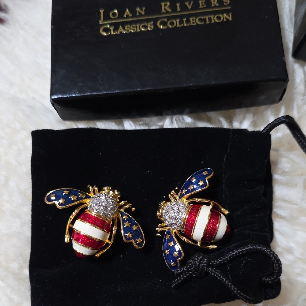 Joan Rivers Patriotic Bee Brooches - Red, White, Blue, Gold